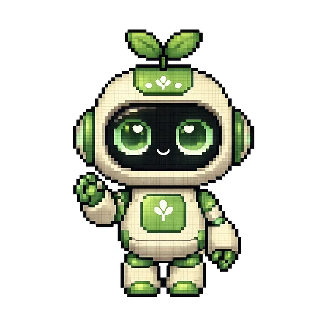 Mascotte Robot Eco Carino Pixel Art