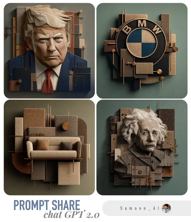 3D Fabric Art Prompt Share Collage