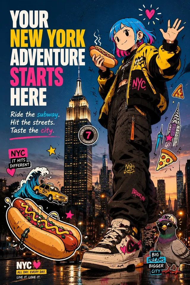 Poster Avventura Anime a NYC