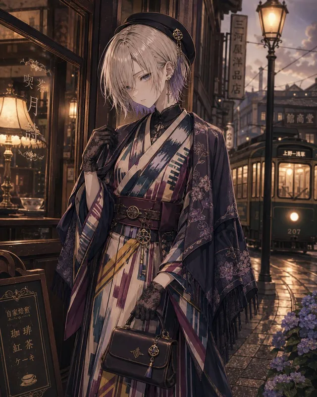 Showa Modern Meisen Kimono Fashion