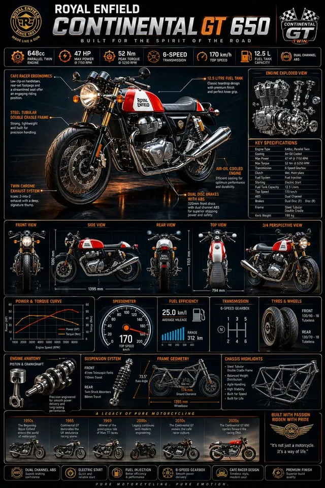 Motorradtechnik-Infografik-Poster