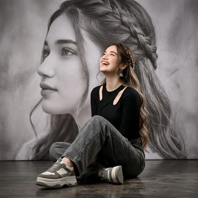 Braided Hair Studio Fashion Portrait