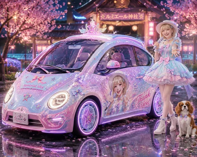 Itasha d'idole pastel au sanctuaire Sakura