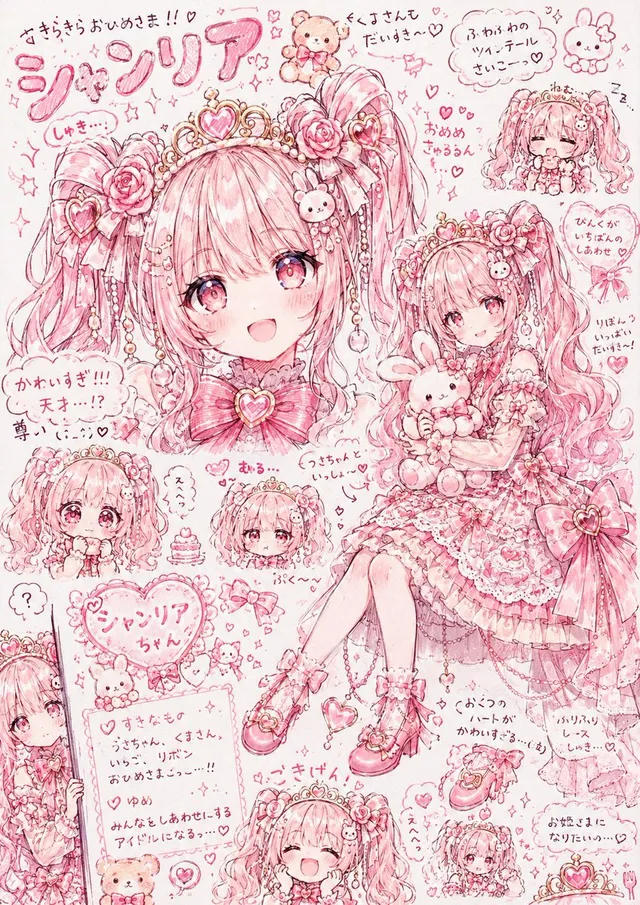 Pink Princess Idol Charakter-Collage