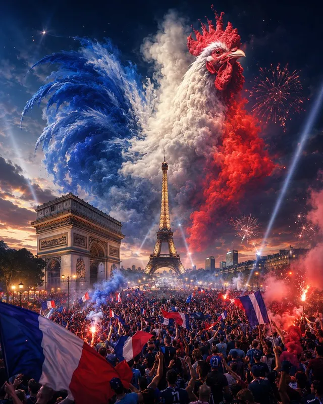 Epic French Rooster Over Paris
