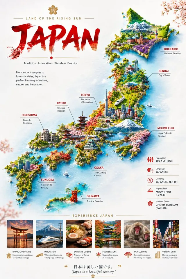 Japan Illustrated Travel Poster