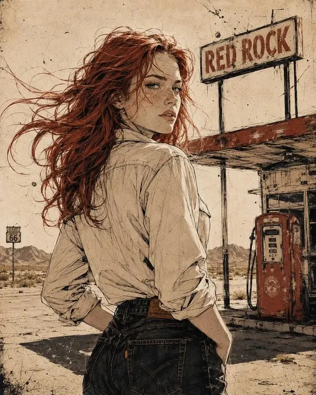 Vintage Americana Desert Illustration