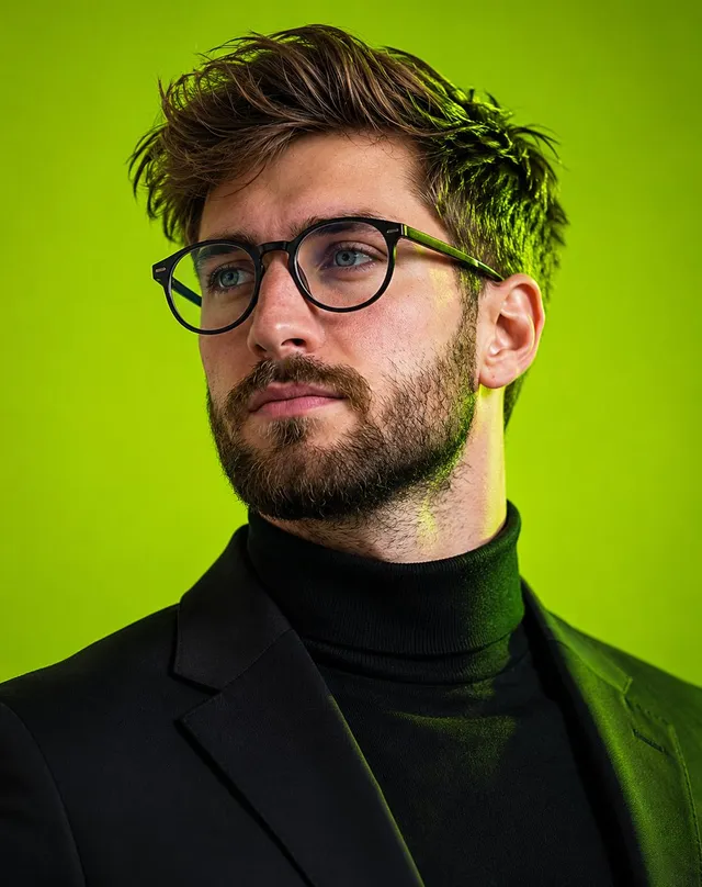 Editorial Male Portrait with Neon Lighting
