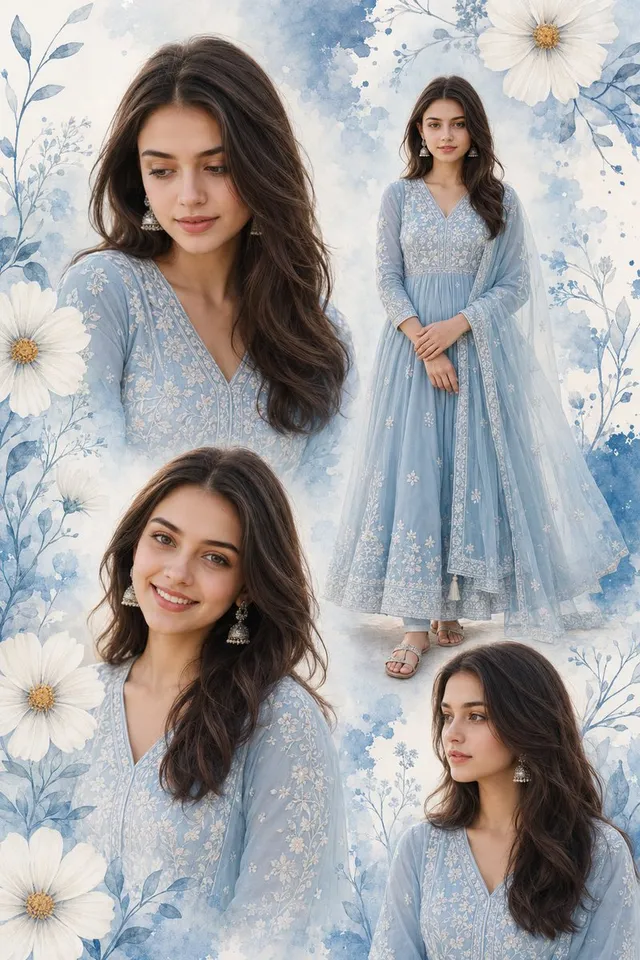 Indian Woman Anarkali Suit Collage
