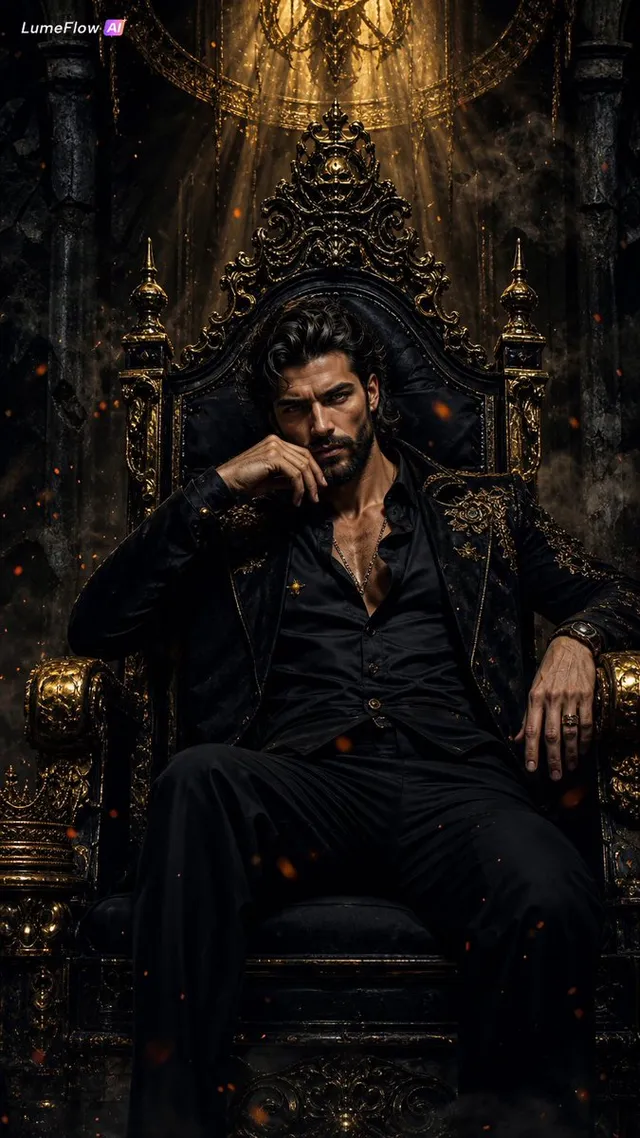 Dark Fantasy King Throne Portrait