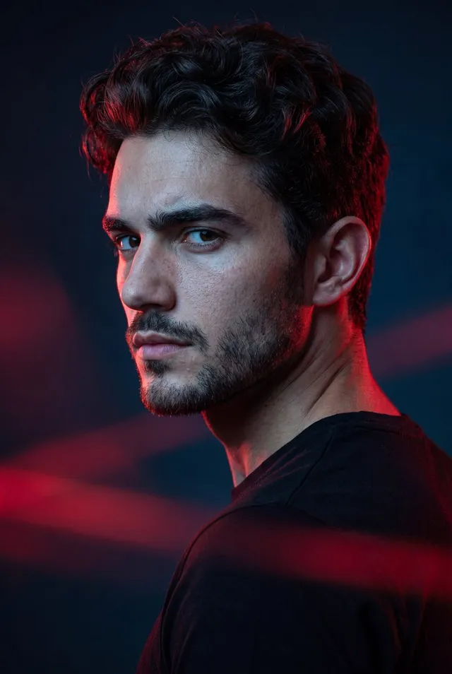 Cinematic Portrait with Dramatic Rim Lighting