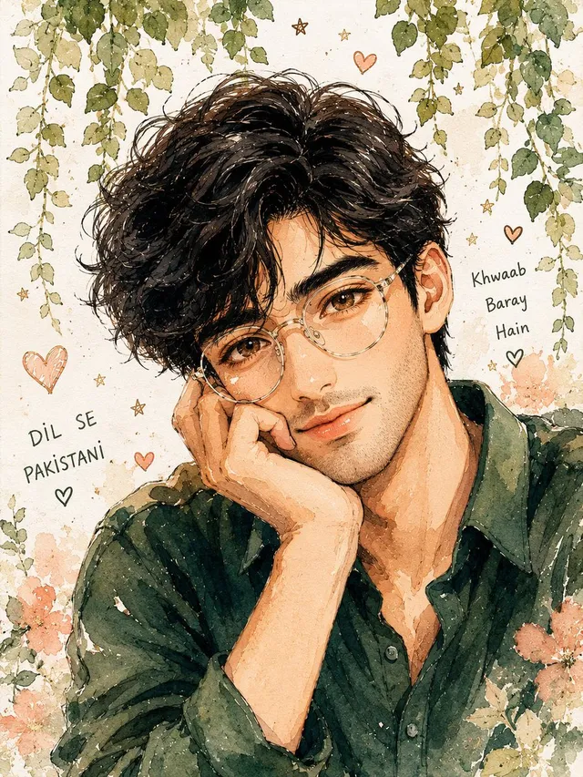 Watercolor Anime Male Portrait