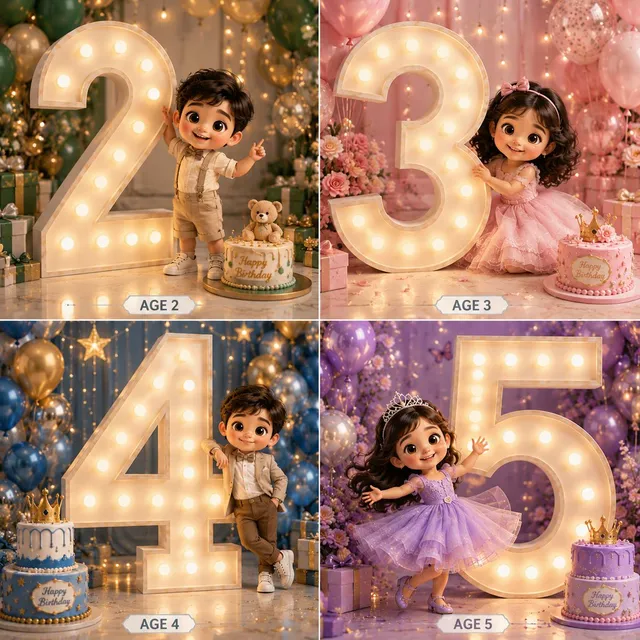 3D Luxury Birthday Kids Collage