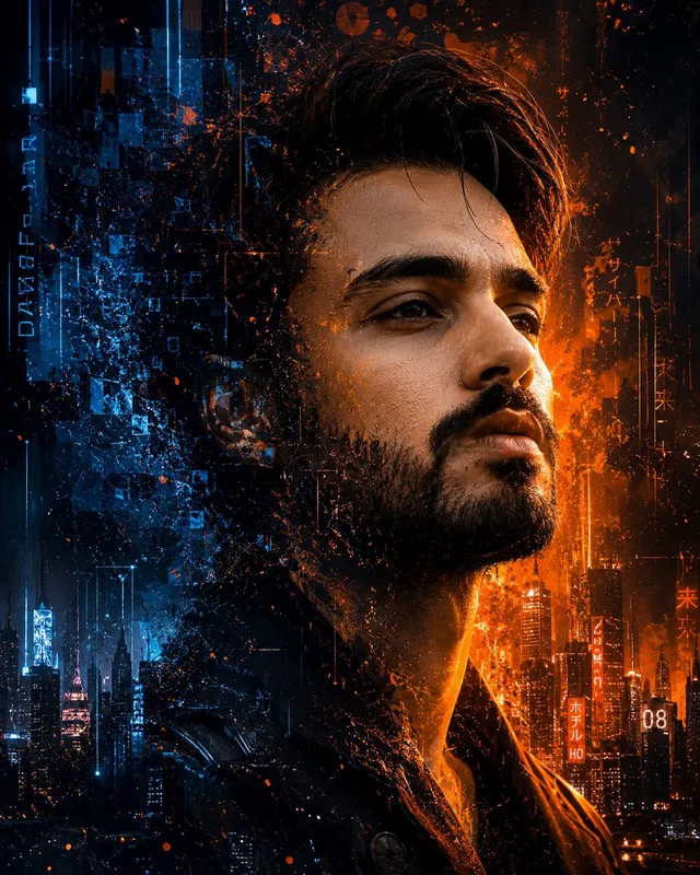 Futuristic Cyberpunk Side Profile Portrait
