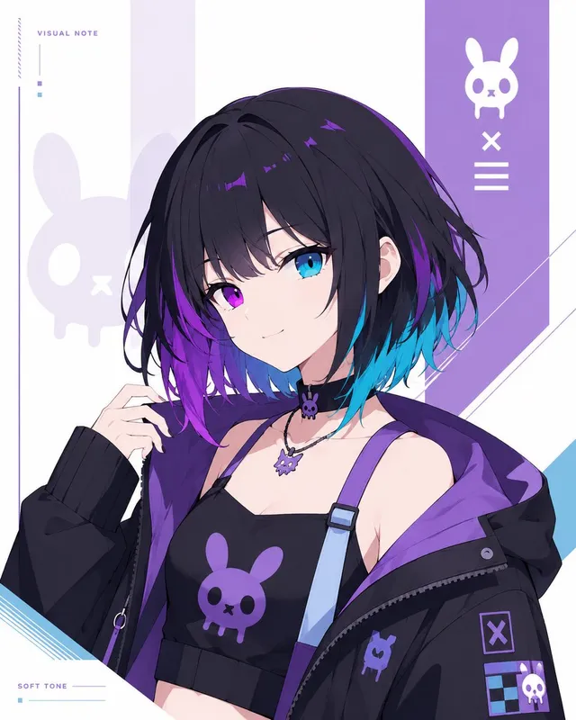 Minimal Cyber Bunny Character Card