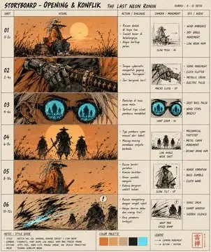 Post-Apocalyptic Ronin Storyboard Sheet