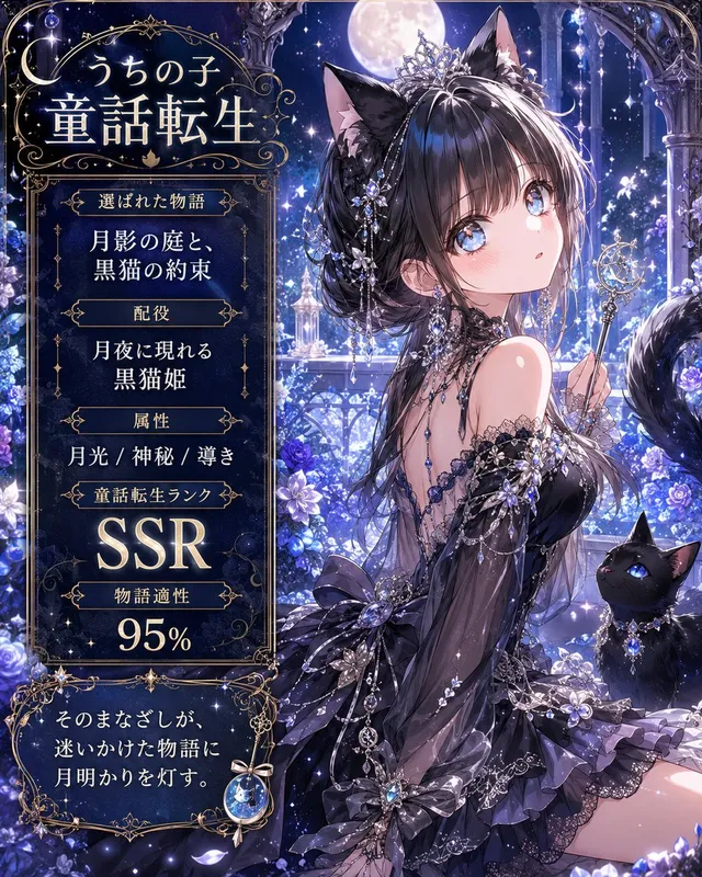 Moonlit Cat Princess Fairy-Tale Card
