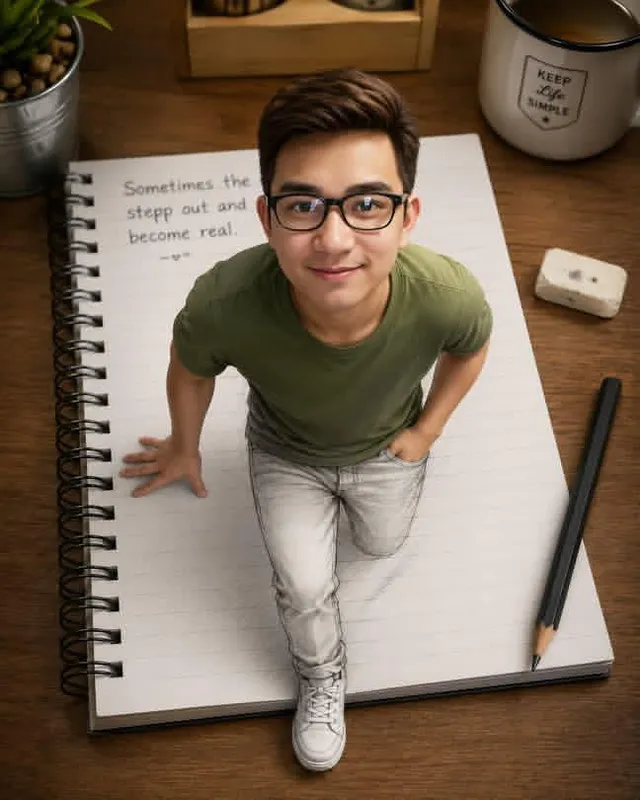 3D Sketch Illusion Girl Portrait
