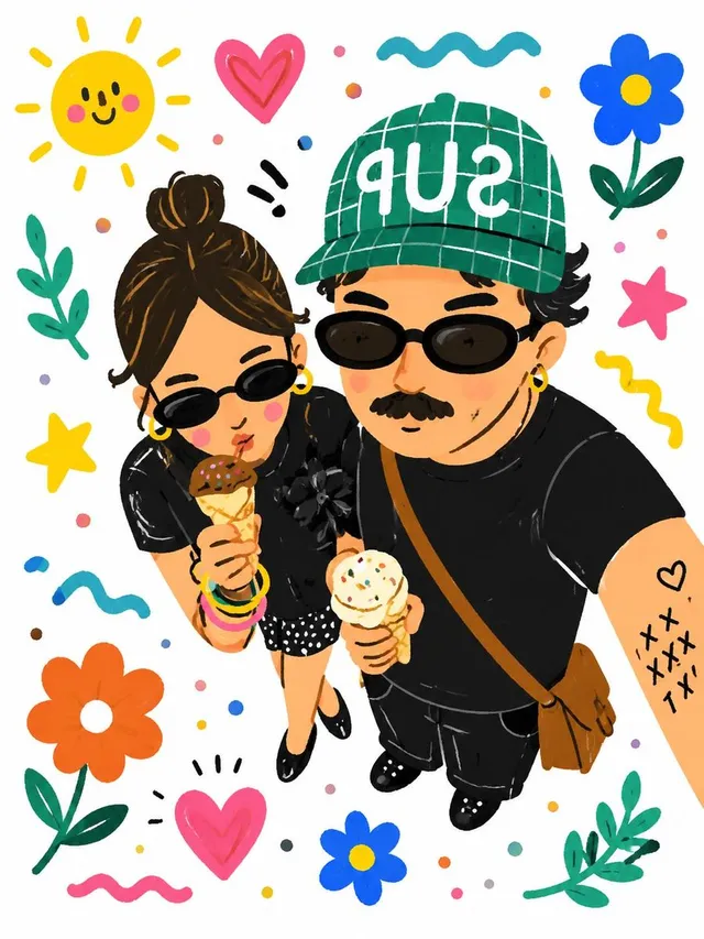 Cartoon Selfie Doodle Illustration