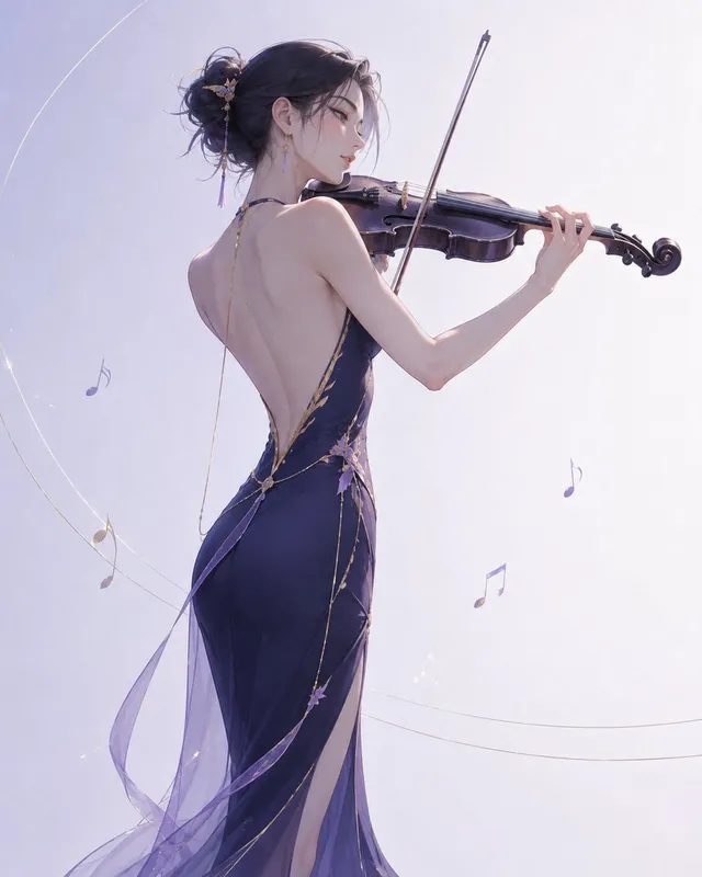 Elegant Violinist Minimalist Illustration