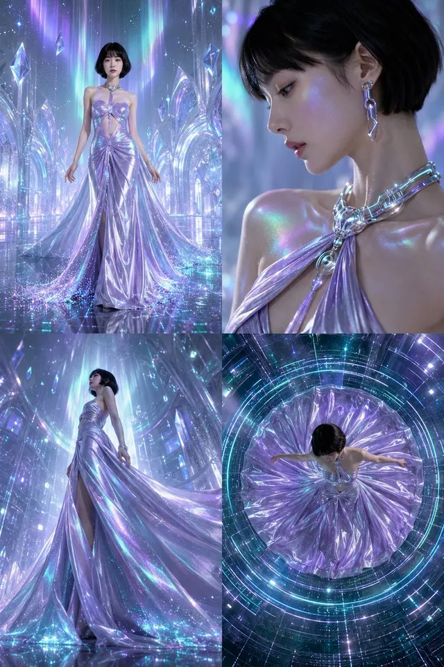 Futuristic Ice Palace Fashion Collage