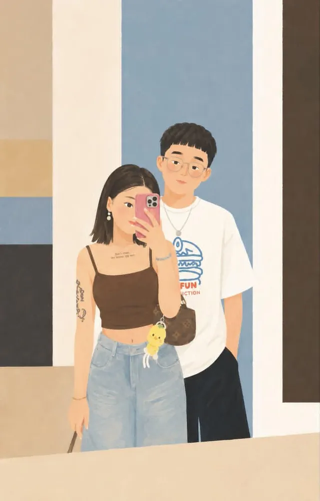 Geometric Editorial Style Personalized Illustration