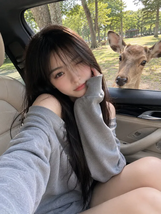 Candid Mobile Travel Snapshot with Deer