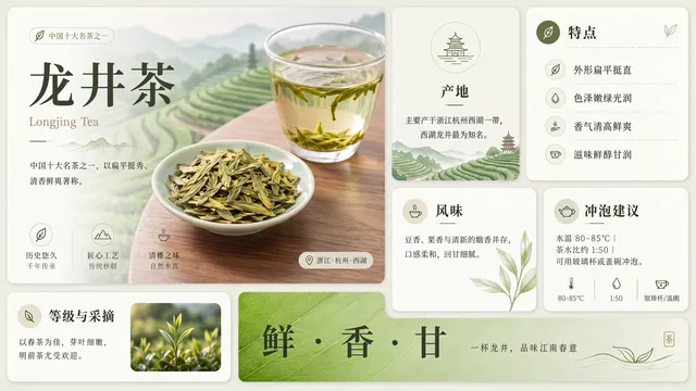 Clean Longjing Tea Infographic Upscale