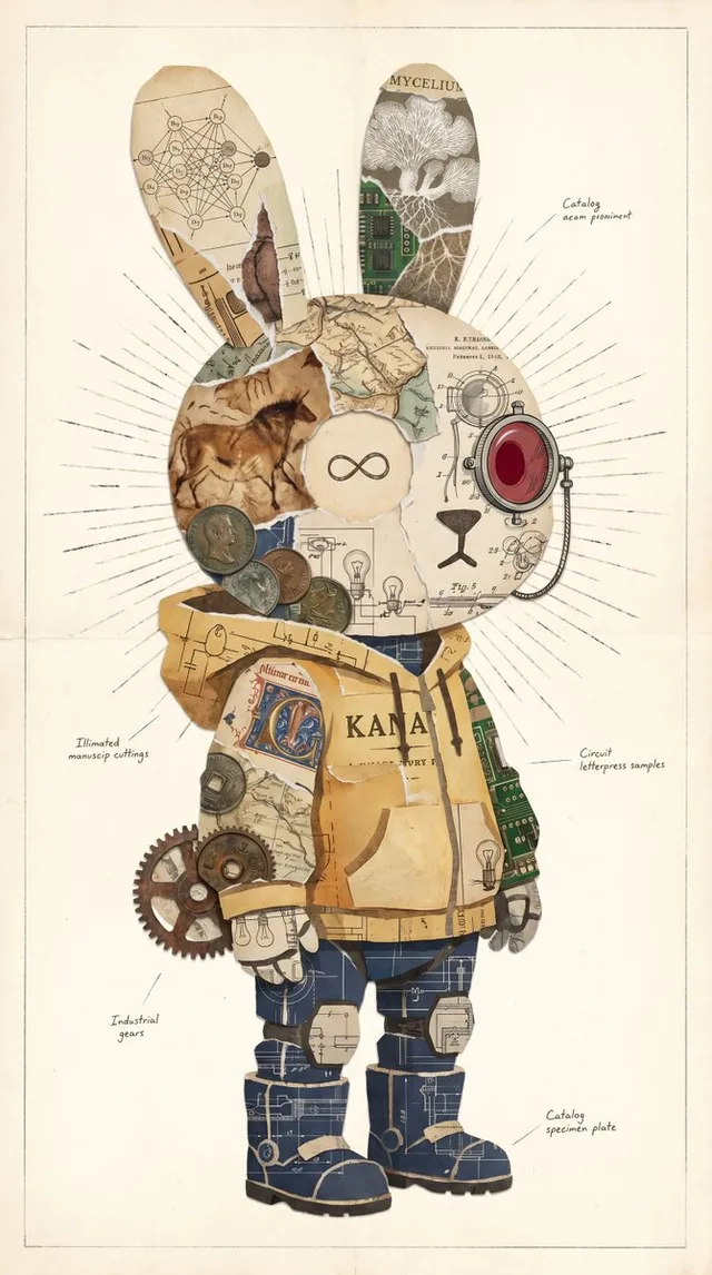 Vintage Rabbit Collage Specimen