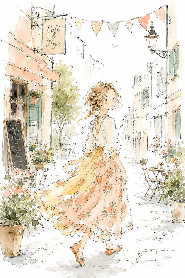 Minimalist Whimsical Street Watercolor