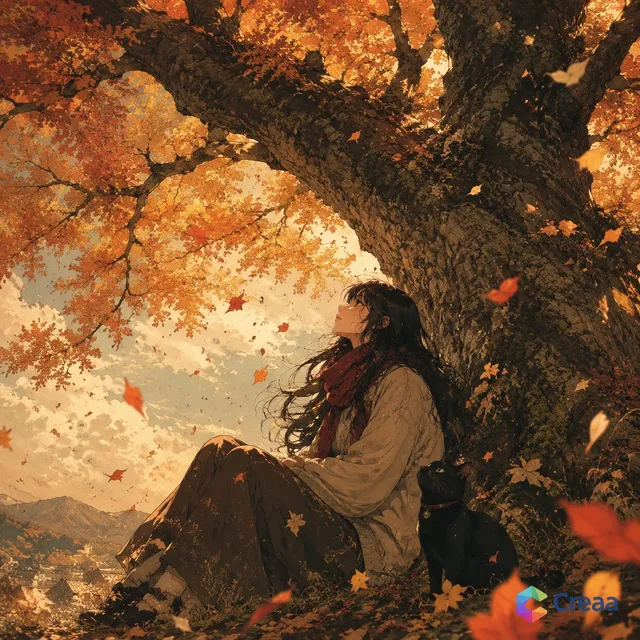 Cinematic Autumn Watercolor Illustration