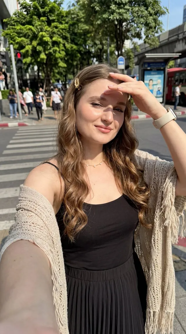 Sunny Bangkok City Street Selfie