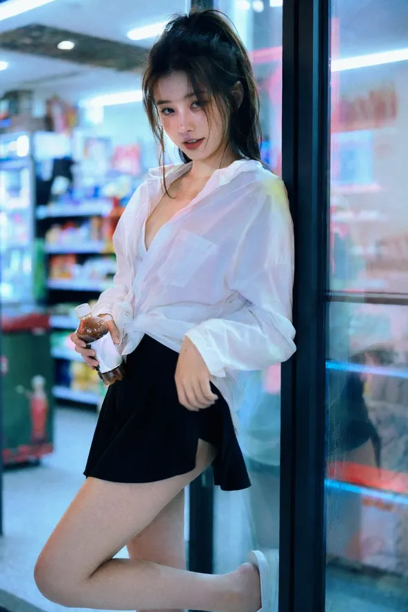 Cinematic Convenience Store Portrait