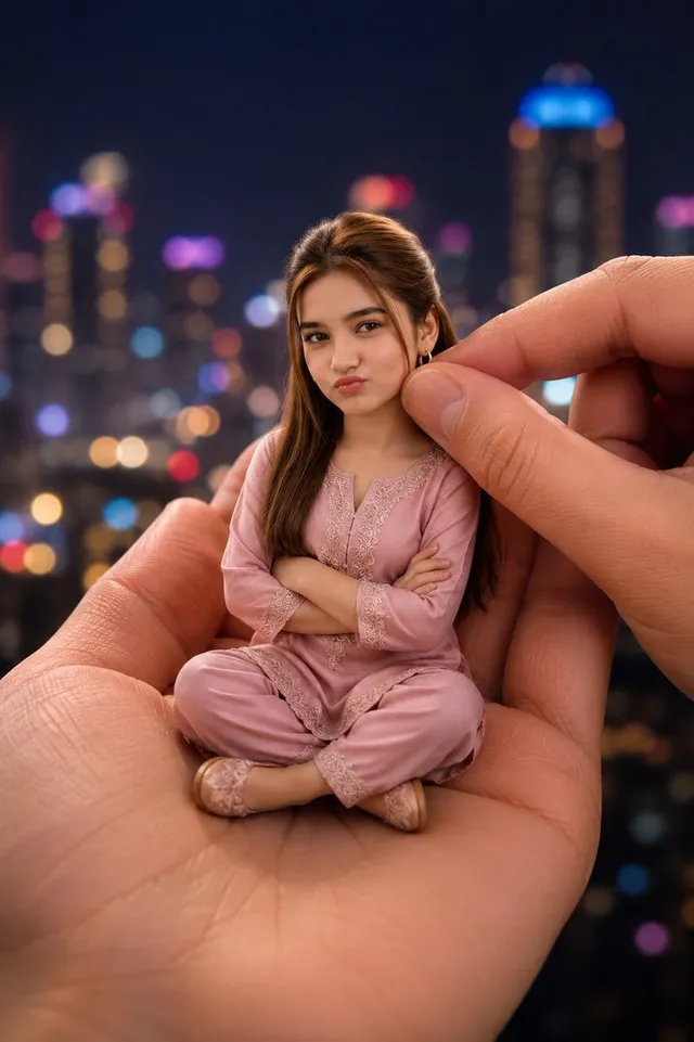 Miniature Doll in Human Palm