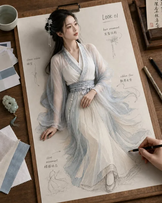 Living Hanfu Fashion Sketch