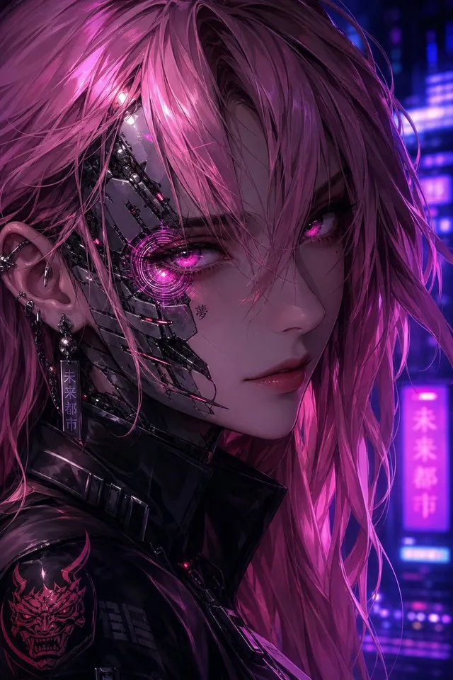 Potret Anime Cyborg Neon