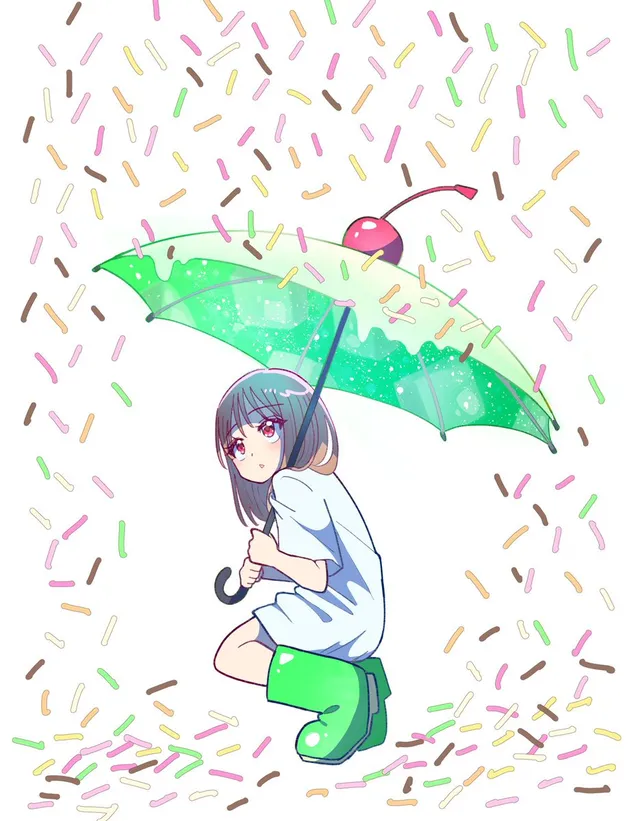 Anime Girl with Melon Soda Umbrella