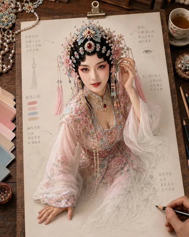 Traditional Chinese Opera Setup Sketch