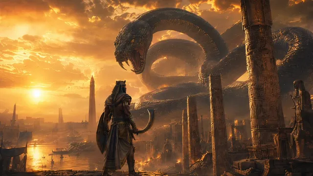 Egyptian Hero vs Giant Serpent