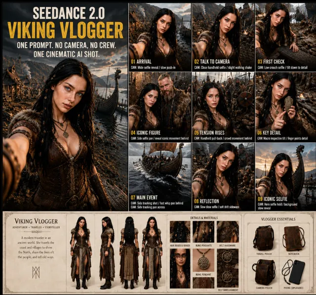 Seedance Viking Vlogger Storyboard Poster