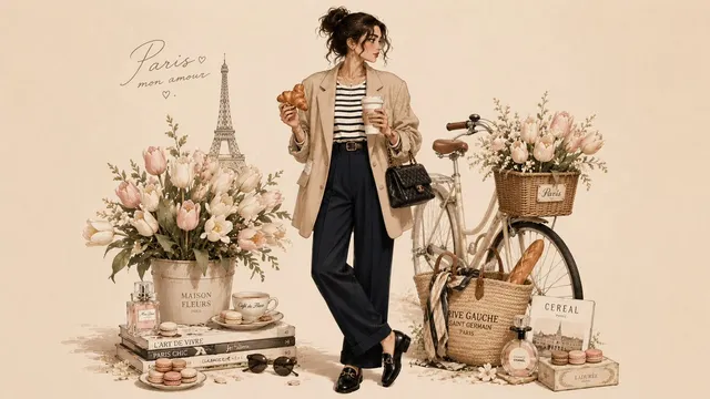 Parisian Fashion Lifestyle Illustration
