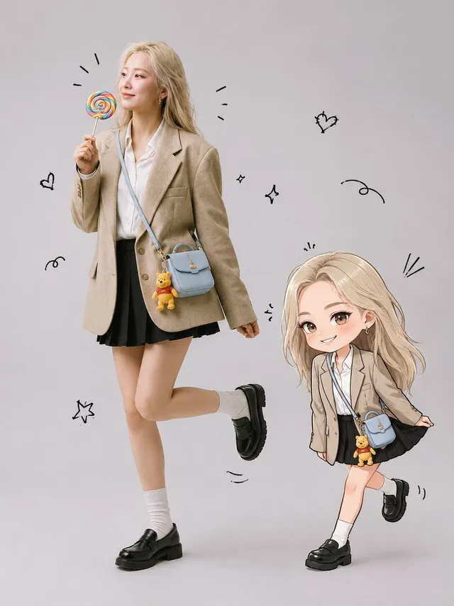 リアルポートレートとちびキャラの組み合わせ