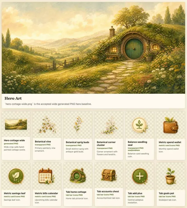 Cozy Hobbit App Asset Sheet