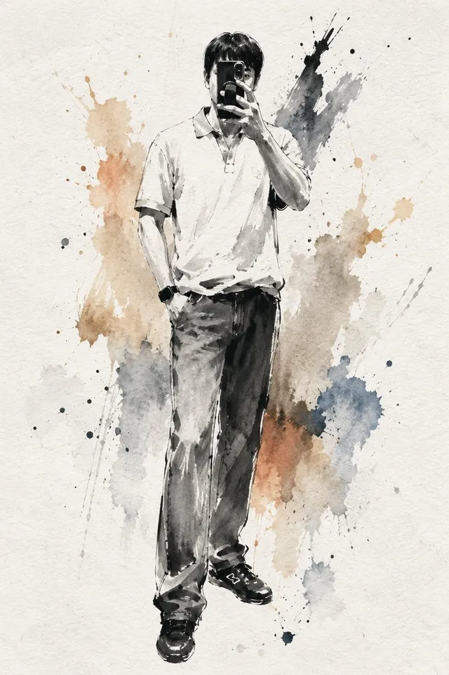 Artistic Ink Wash Portrait Sketch