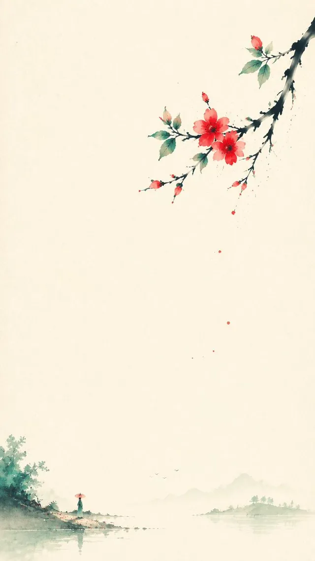 Oriental Zen Minimalist Spring Illustration