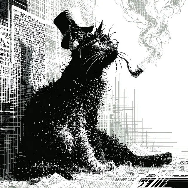 Viktorianisches Pixel-Art Raucherkatze