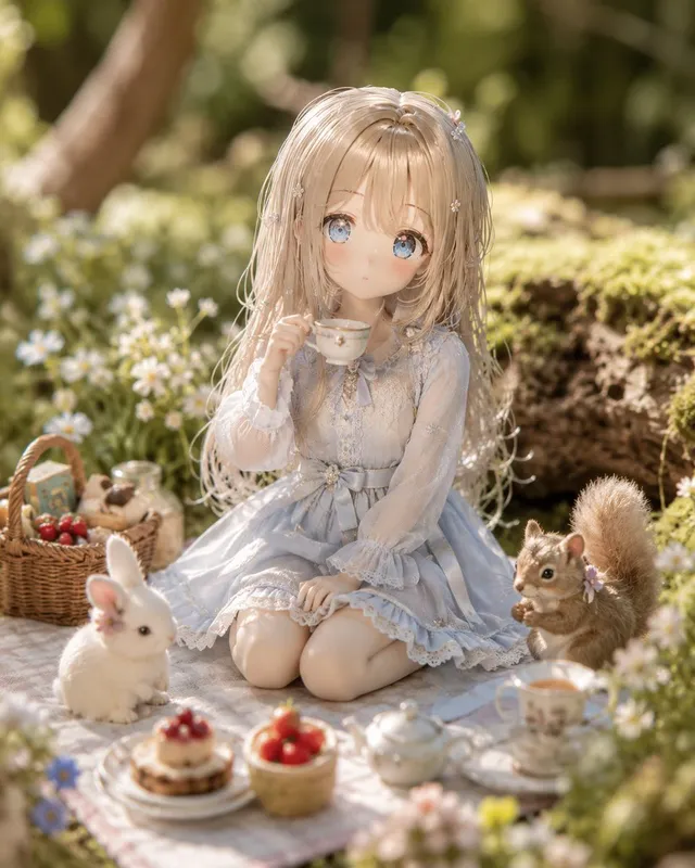Miniatur Wald Tee Party Puppe