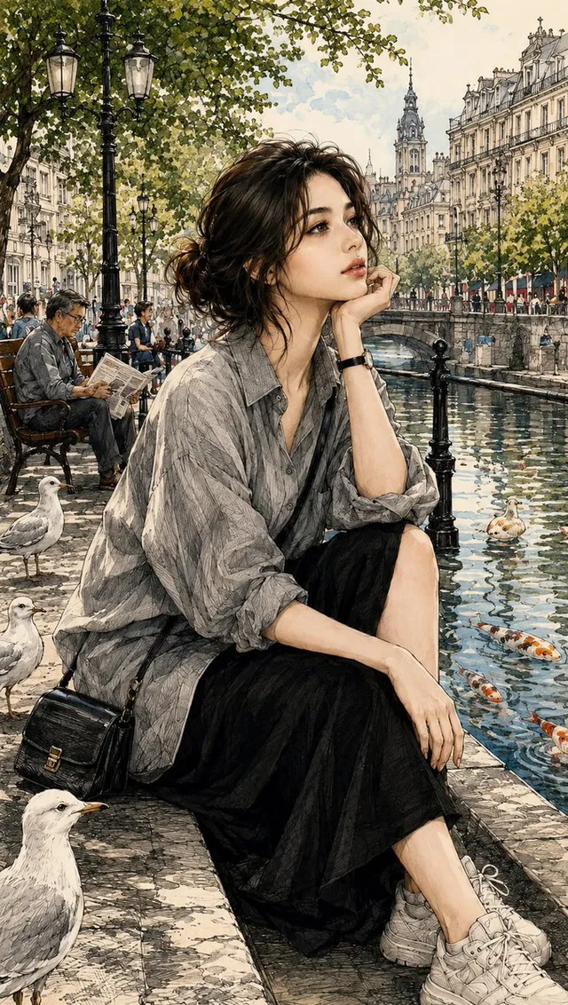 Watercolor and Ink Paris Illustration