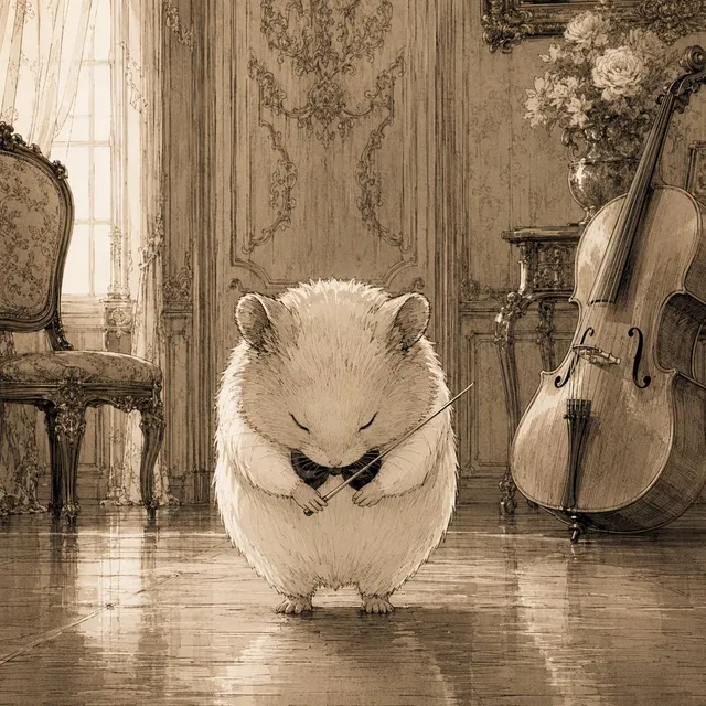 Sepia Hamster Violinist Salon