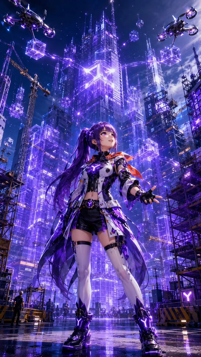 Cyberpunk Anime Heldin Megacity